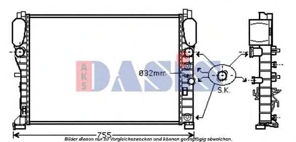 AKS DASIS 120068N Радиатор охлаждения двигателя для MERCEDES-BENZ E-CLASS (W211)