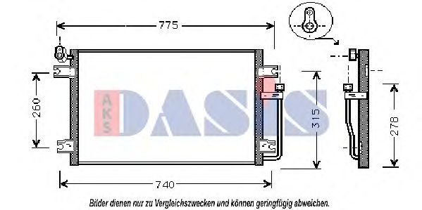 AKS DASIS 512007N Радиатор кондиционера для SSANGYONG