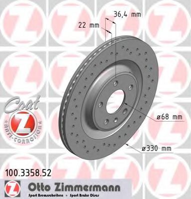 ZIMMERMANN 100335852 Тормозные диски для PORSCHE MACAN