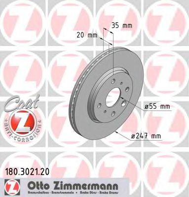 ZIMMERMANN 180302120 Тормозные диски ZIMMERMANN для TOYOTA