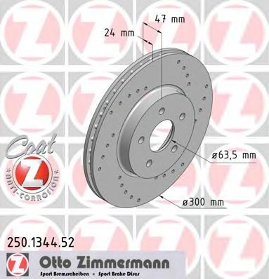 ZIMMERMANN 250134452 Тормозные диски для JAGUAR