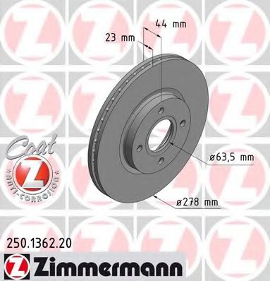 ZIMMERMANN 250136220 Тормозные диски для FORD TRANSIT COURIER
