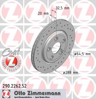 ZIMMERMANN 290226252 Тормозные диски ZIMMERMANN для LINCOLN