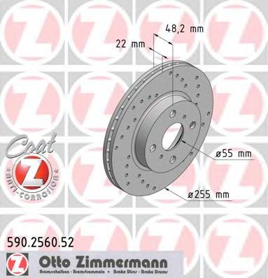 ZIMMERMANN 590256052 Тормозные диски ZIMMERMANN для TOYOTA