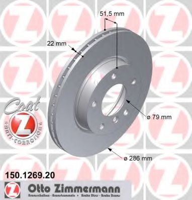 ZIMMERMANN 150126920 Тормозные диски ZIMMERMANN для BMW Z4