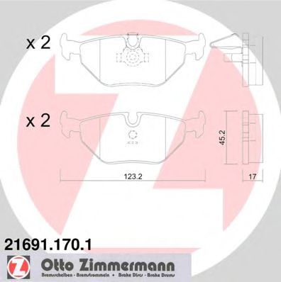 ZIMMERMANN 216911701 Тормозные колодки ZIMMERMANN для BMW
