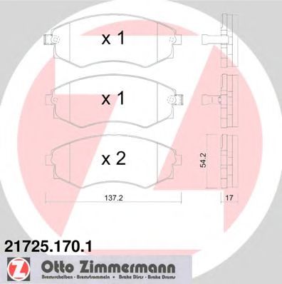 ZIMMERMANN 217251701 Тормозные колодки ZIMMERMANN для KIA