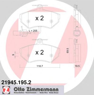 ZIMMERMANN 219451952 Тормозные колодки ZIMMERMANN для SEAT