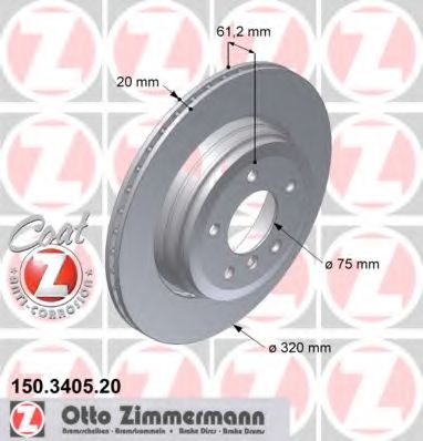 ZIMMERMANN 150340520 Тормозные диски ZIMMERMANN для BMW