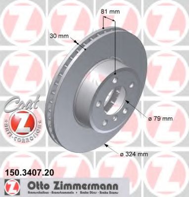 ZIMMERMANN 150340720 Тормозные диски ZIMMERMANN для BMW