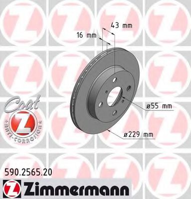 ZIMMERMANN 590256520 Тормозные диски ZIMMERMANN для TOYOTA