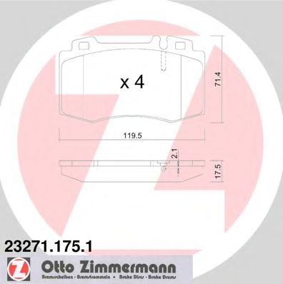 ZIMMERMANN 232711751 Тормозные колодки ZIMMERMANN 