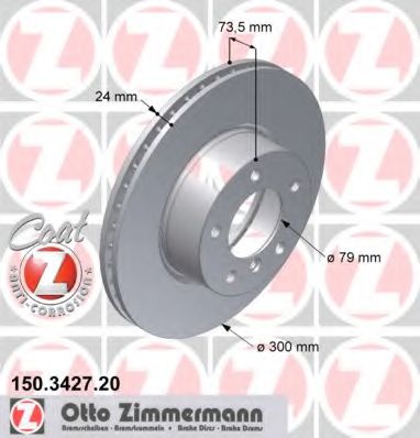 ZIMMERMANN 150342720 Тормозные диски ZIMMERMANN для BMW