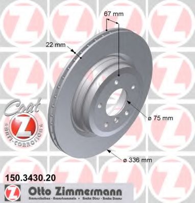 ZIMMERMANN 150343020 Тормозные диски ZIMMERMANN для BMW