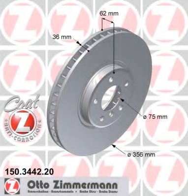 ZIMMERMANN 150344220 Тормозные диски ZIMMERMANN для BMW