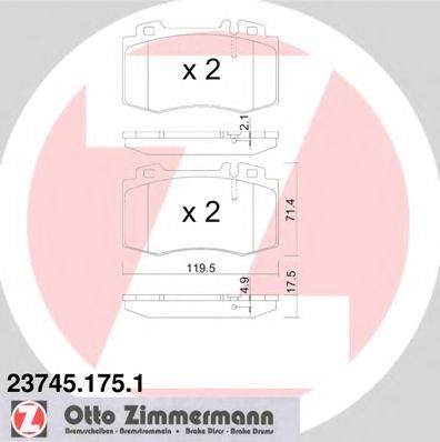 ZIMMERMANN 237451751 Тормозные колодки ZIMMERMANN для MERCEDES-BENZ