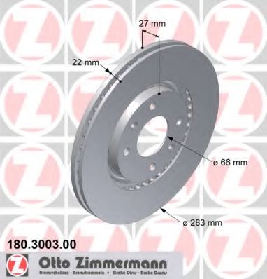 ZIMMERMANN 180300300 Тормозные диски ZIMMERMANN для CITROEN