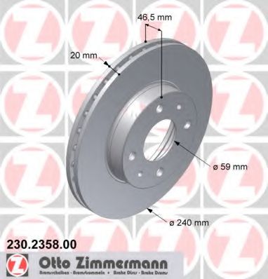 ZIMMERMANN 230235800 Тормозные диски ZIMMERMANN для FIAT