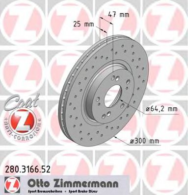 ZIMMERMANN 280316652 Тормозные диски ZIMMERMANN для HONDA