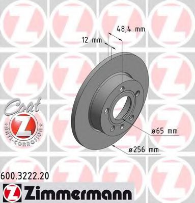 ZIMMERMANN 600322220 Тормозные диски ZIMMERMANN для VOLKSWAGEN