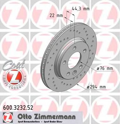 ZIMMERMANN 600323252 Тормозные диски ZIMMERMANN для VOLKSWAGEN