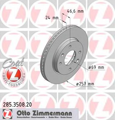 ZIMMERMANN 285350820 Тормозные диски для HYUNDAI MATRIX