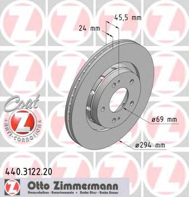 ZIMMERMANN 440312220 Тормозные диски ZIMMERMANN для MITSUBISHI