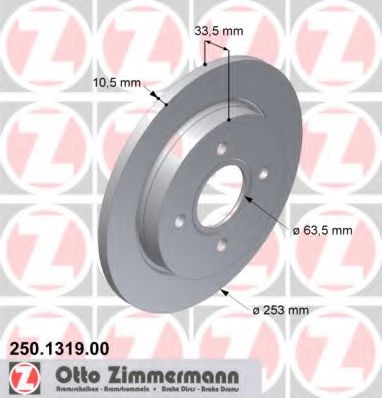 ZIMMERMANN 250131900 Тормозные диски ZIMMERMANN для FORD
