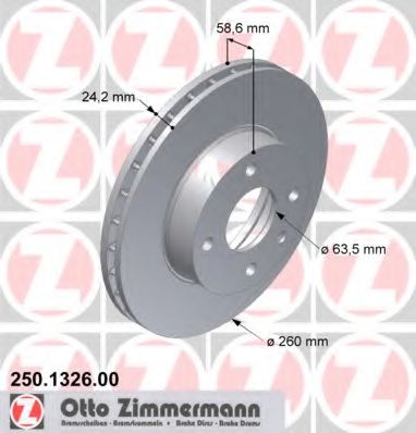 ZIMMERMANN 250132600 Тормозные диски ZIMMERMANN для FORD