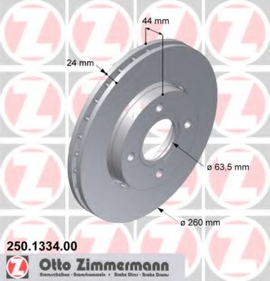 ZIMMERMANN 250133400 Тормозные диски ZIMMERMANN для FORD
