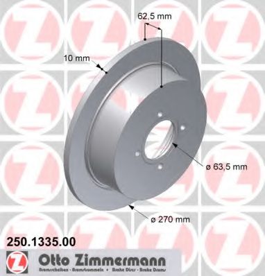 ZIMMERMANN 250133500 Тормозные диски ZIMMERMANN для FORD