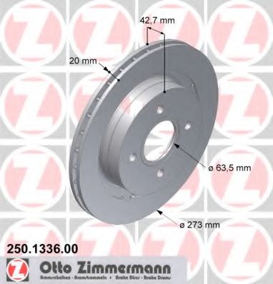 ZIMMERMANN 250133600 Тормозные диски ZIMMERMANN для FORD