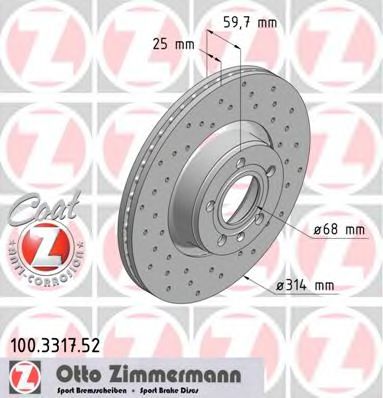 ZIMMERMANN 100331752 Тормозные диски ZIMMERMANN 