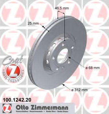 ZIMMERMANN 100124220 Тормозные диски ZIMMERMANN для SEAT