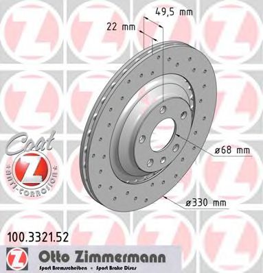 ZIMMERMANN 100332152 Тормозные диски ZIMMERMANN 