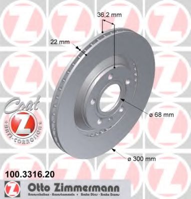 ZIMMERMANN 100331620 Тормозные диски ZIMMERMANN 