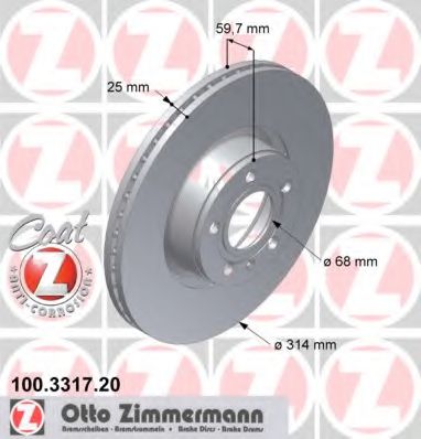 ZIMMERMANN 100331720 Тормозные диски ZIMMERMANN для AUDI