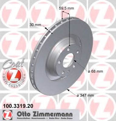 ZIMMERMANN 100331920 Тормозные диски ZIMMERMANN для AUDI