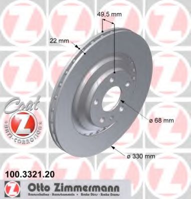 ZIMMERMANN 100332120 Тормозные диски ZIMMERMANN для AUDI