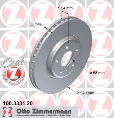 ZIMMERMANN 100333120 Тормозные диски ZIMMERMANN для AUDI