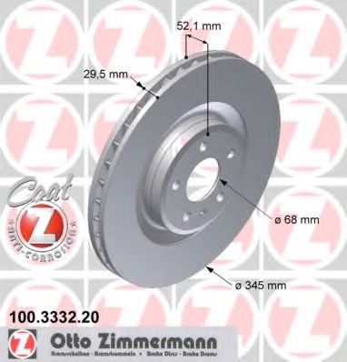 ZIMMERMANN 100333220 Тормозные диски ZIMMERMANN для AUDI