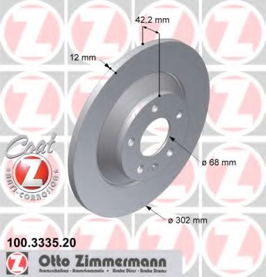 ZIMMERMANN 100333520 Тормозные диски ZIMMERMANN 
