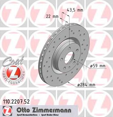 ZIMMERMANN 110220752 Тормозные диски ZIMMERMANN для ALFA ROMEO 156