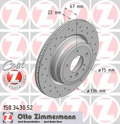 ZIMMERMANN 150343052 Тормозные диски ZIMMERMANN 