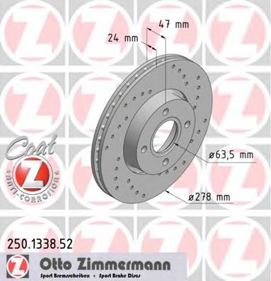 ZIMMERMANN 250133852 Тормозные диски ZIMMERMANN для FORD SCORPIO