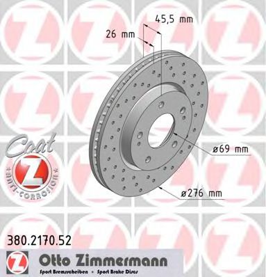 ZIMMERMANN 380217052 Тормозные диски ZIMMERMANN для MITSUBISHI