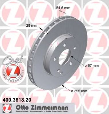 ZIMMERMANN 400361820 Тормозные диски ZIMMERMANN 