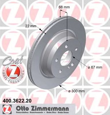 ZIMMERMANN 400362220 Тормозные диски для MERCEDES-BENZ CLS