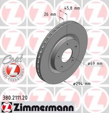 ZIMMERMANN 380211120 Тормозные диски ZIMMERMANN для MITSUBISHI