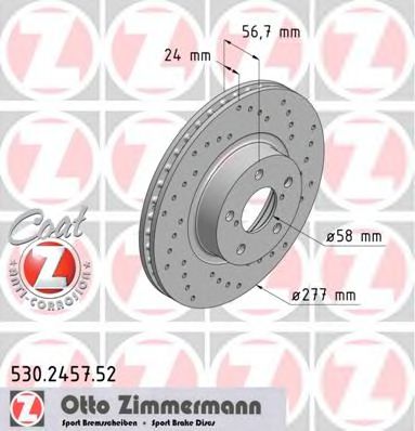 ZIMMERMANN 530245752 Тормозные диски ZIMMERMANN для TOYOTA